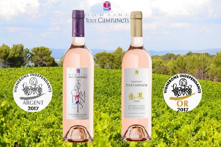 Concours des Vins de provence 2017 - médaille d'argent pour notre cuvée Tour Campanets Rosé 2016 et médaille d'Or pour notre cuvée Esprit Campanets Rosé 2016