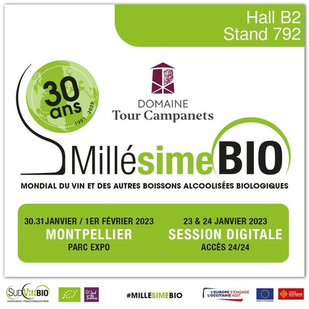 Join us from 30 January to 01 February 2023 at the Millésime BIO Trade Show Stand no. 792 located HAll B2